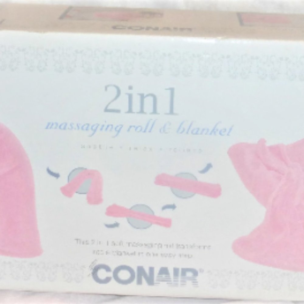 Conair 2 in 1 MASSAGING ROLL & BLANKET Neck Massager Circulation Lap Blanket